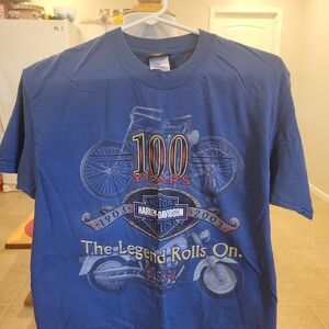🏍EUC~Harley-Davidson 100 Years Blue Tee
